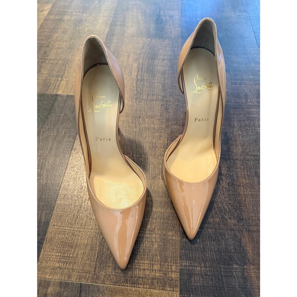 Christian Louboutin Iriza Nude Patent D'Orsay Pumps Size 39.5 - Picture 8 of 12